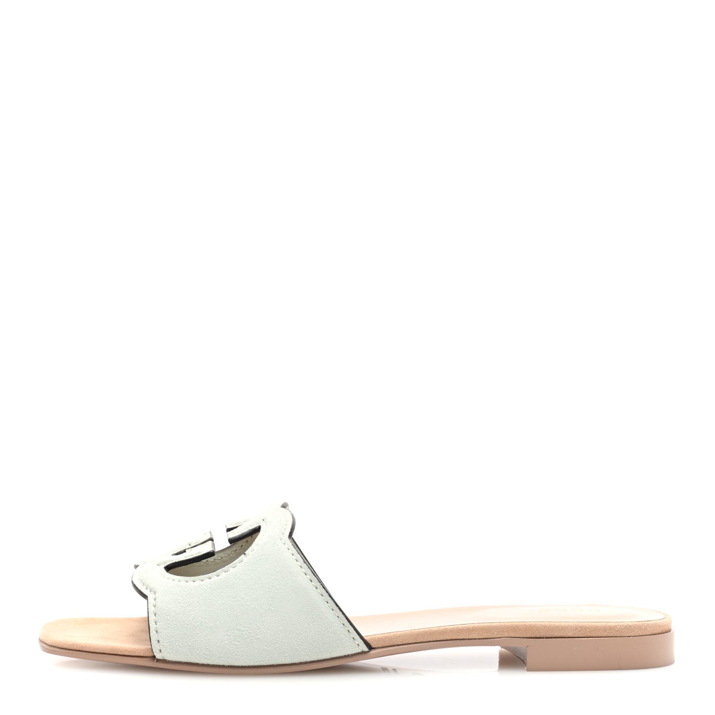 Kid Scamosciato Interlocking G Cut Out Slide Sandals 40 Pale Green