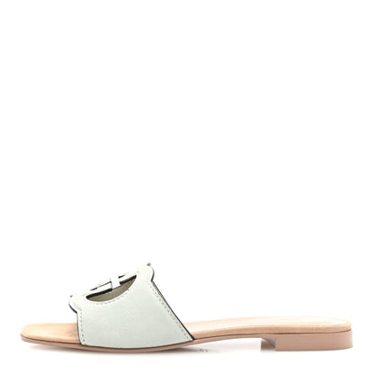Gucci Kid Scamosciato Interlocking G Cut Out Slide Sandals 40 Pale Green 1 of 7