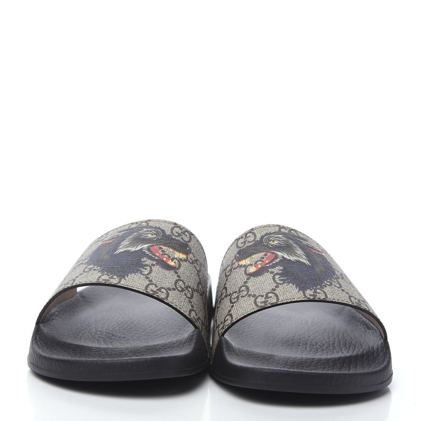 GG Supreme Monogram Wolf Mens Slide Sandals 8 Beige