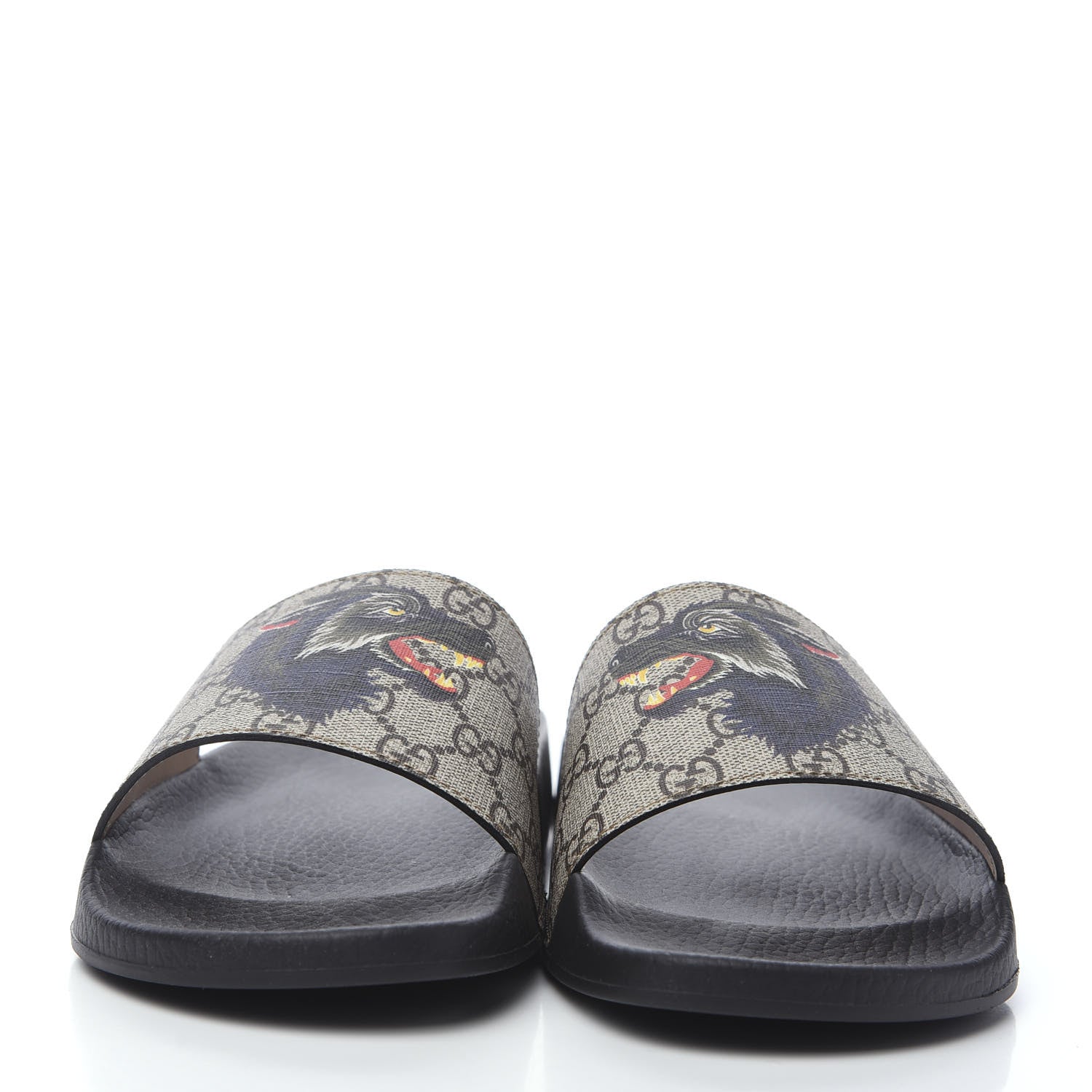 Gucci GG Supreme Monogram Wolf Mens Slide Sandals 8 Beige 2 of 9