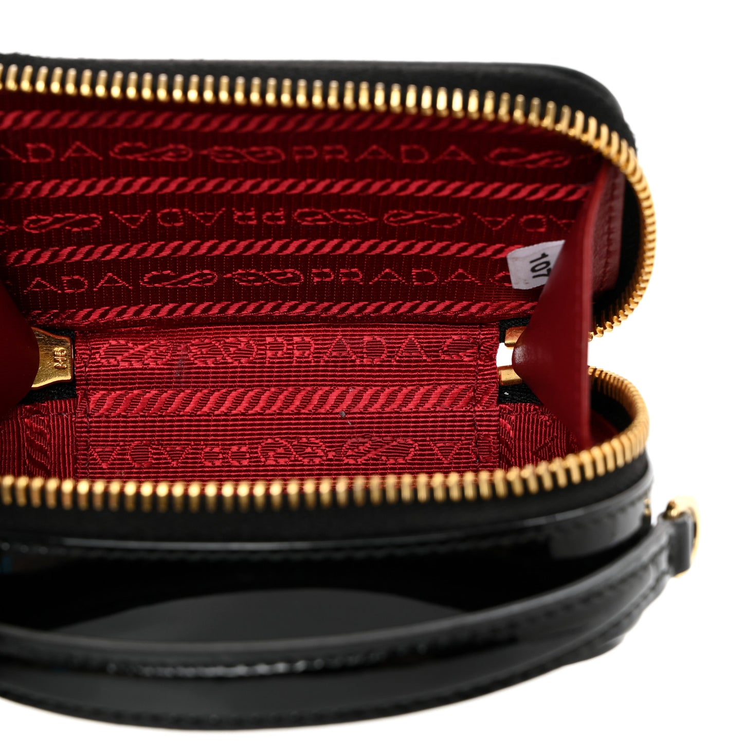 Vernice Metal Triangle Logo Mini Pouch with Handle Black