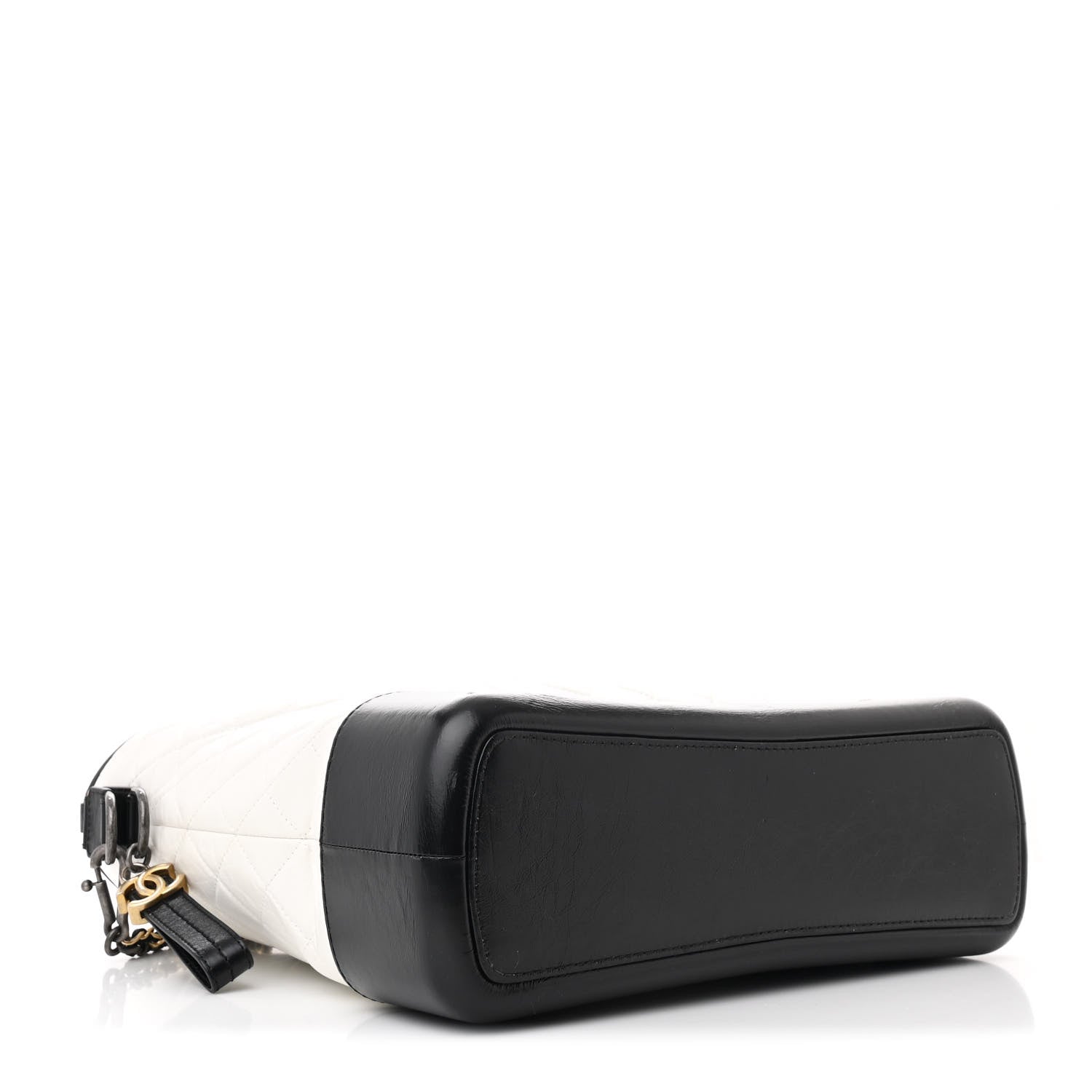 Chanel Aged Calfskin Quilted Large Gabrielle Shopping Tote White Black 4 of 10