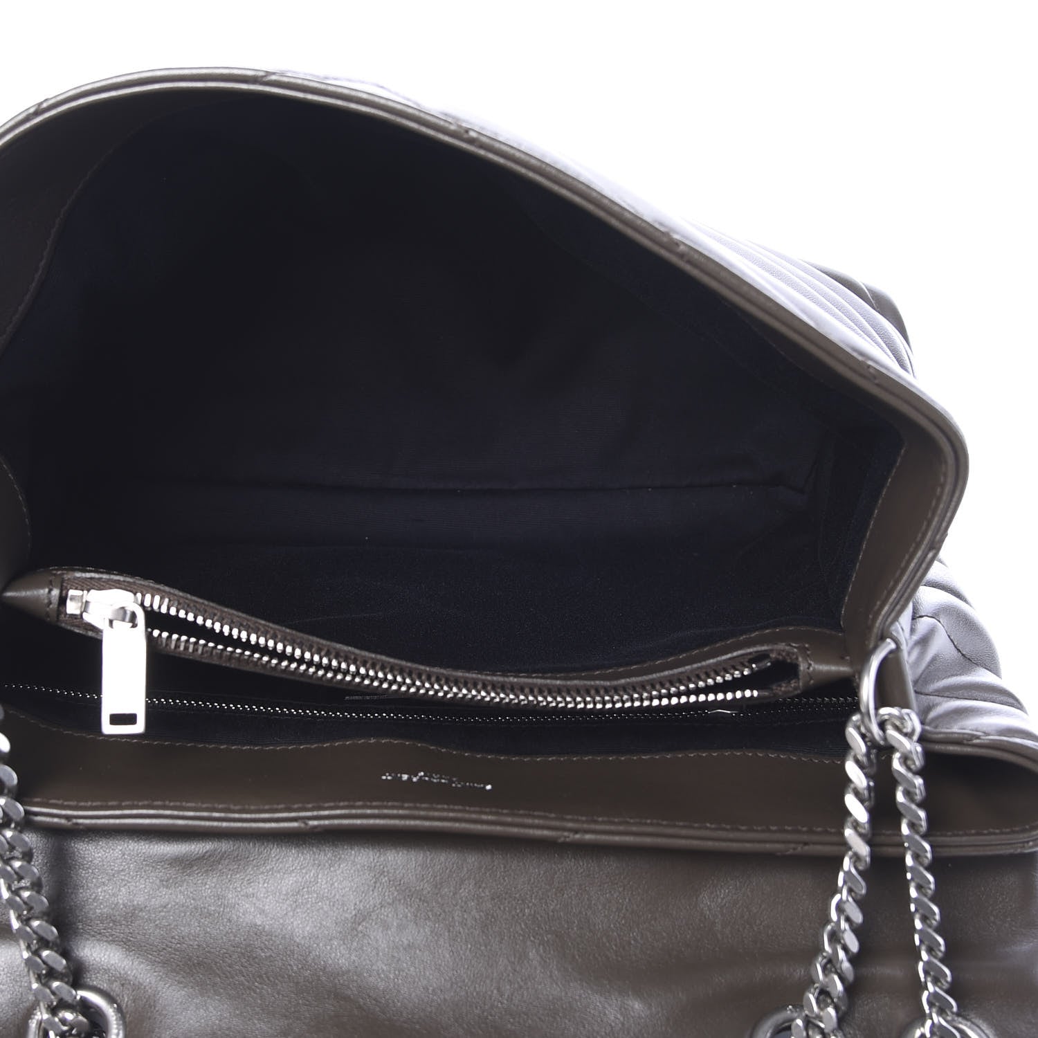 Saint Laurent Calfskin Y Quilted Monogram Medium Loulou Chain Satchel Kaki Fonce 4 of 11