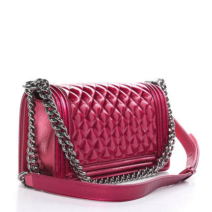 Chanel Metallic Patent Calfskin Quilted Medium Boy Flap Pink 3 of 13