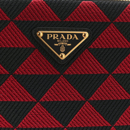 Prada Jacquard Calfskin Triangolo Symbole Embroidered Mini Triangle Double Bag Black Ciliegia 8 of 10