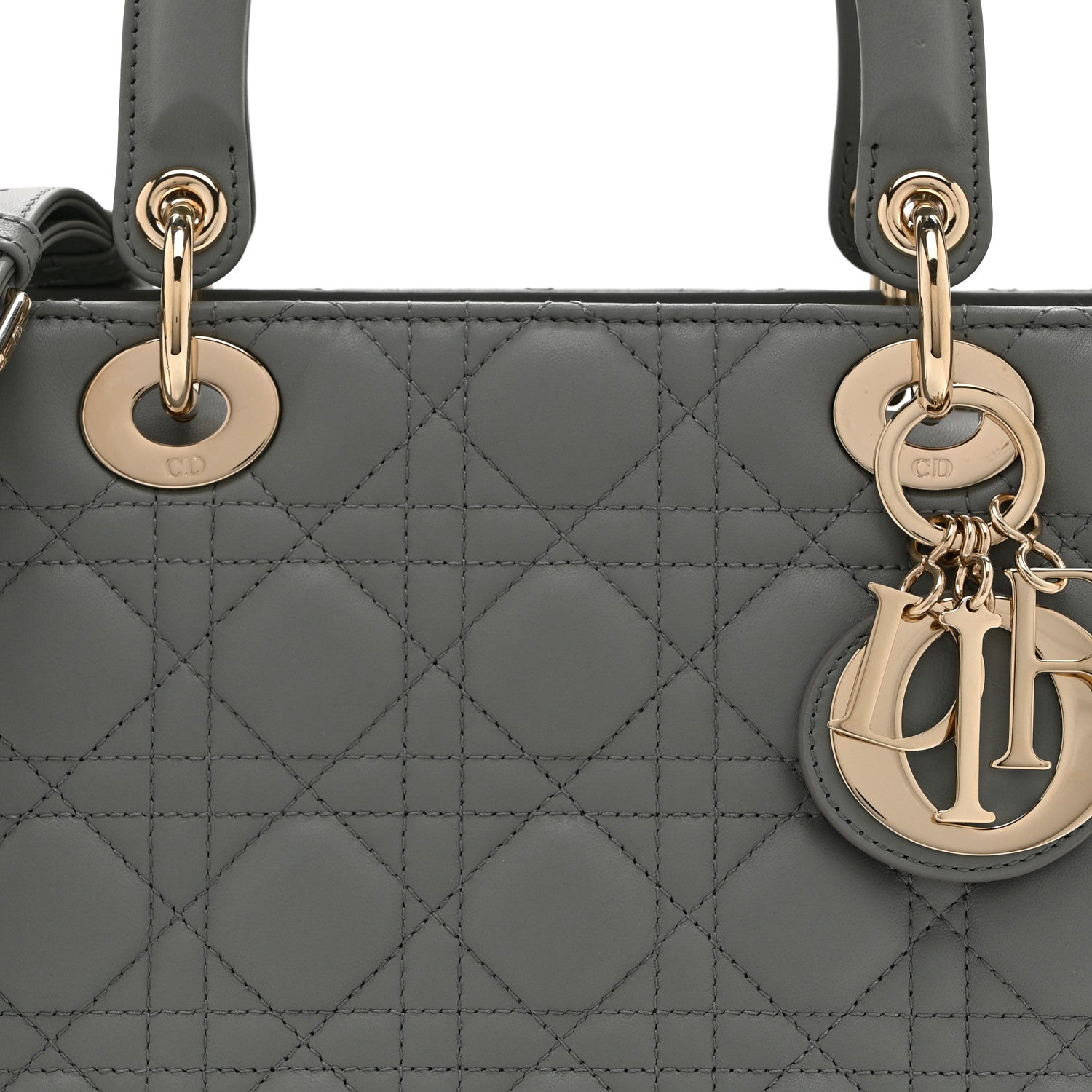 Christian Dior Lambskin Cannage Medium Lady Dior Grey 8 of 10