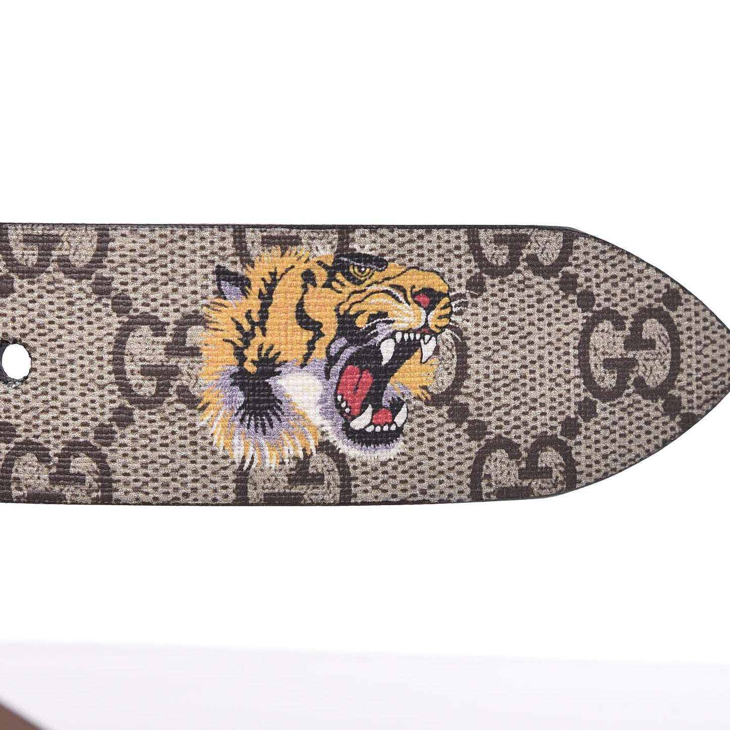 GG Supreme Monogram Selleria Calfskin Tiger 35mm Belt 95 38 Beige Ebony Multicolor Cocoa