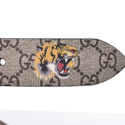 Gucci GG Supreme Monogram Selleria Calfskin Tiger 35mm Belt 95 38 Beige Ebony Multicolor Cocoa 7 of 7