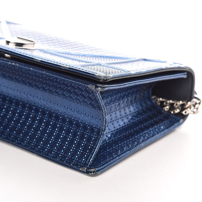 Christian Dior Metallic Patent Micro-Cannage Medium Diorama Flap Bag Blue 11 of 13