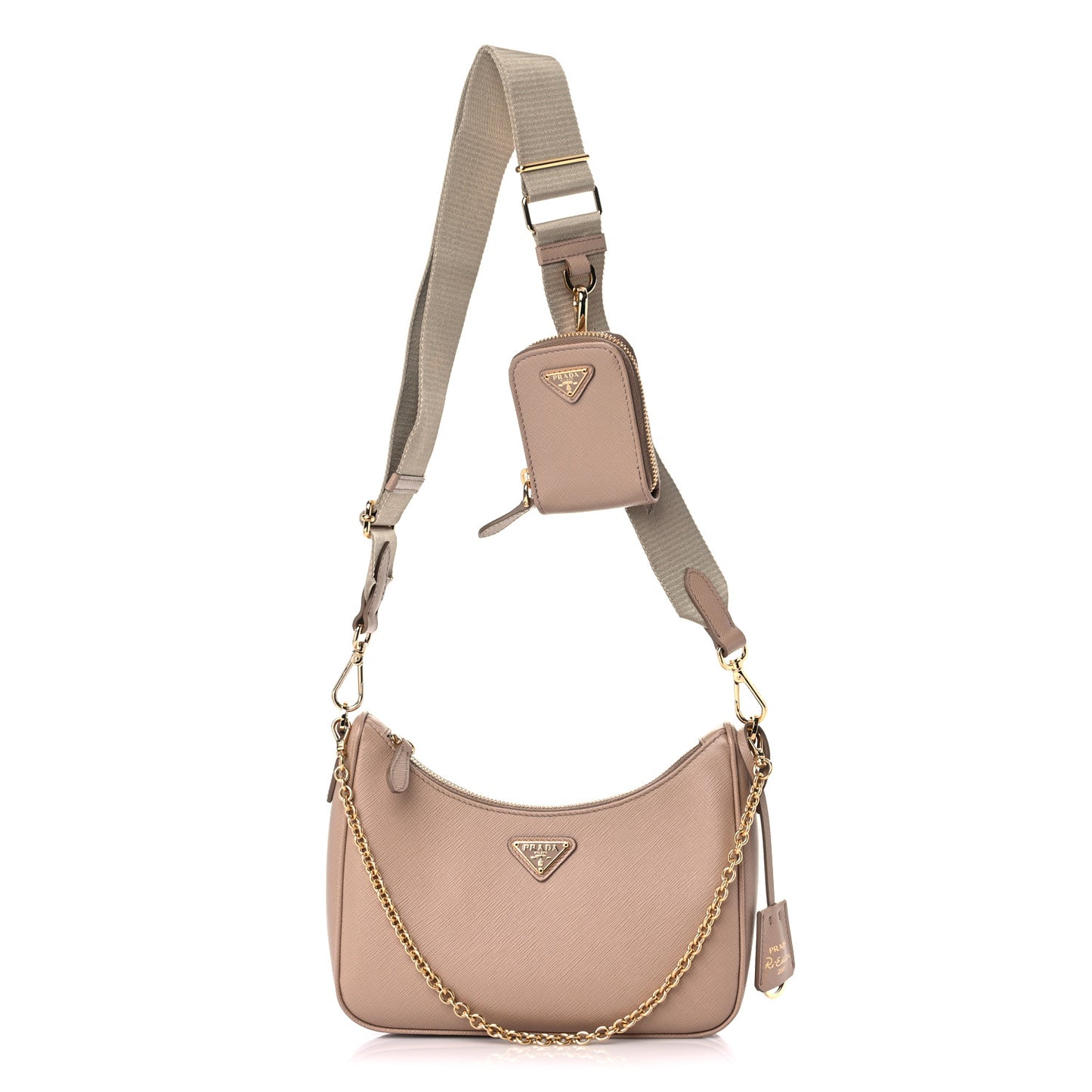 Saffiano Re-Edition 2005 Shoulder Bag Cammeo Beige