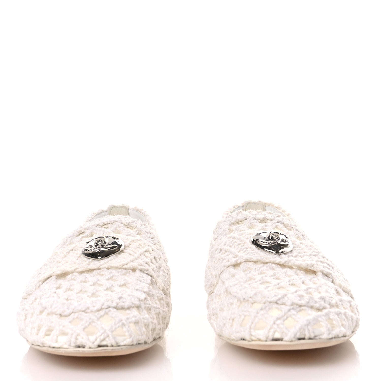 Chanel Cord Braided CC Mocassin Loafers 39.5 White 3 of 9