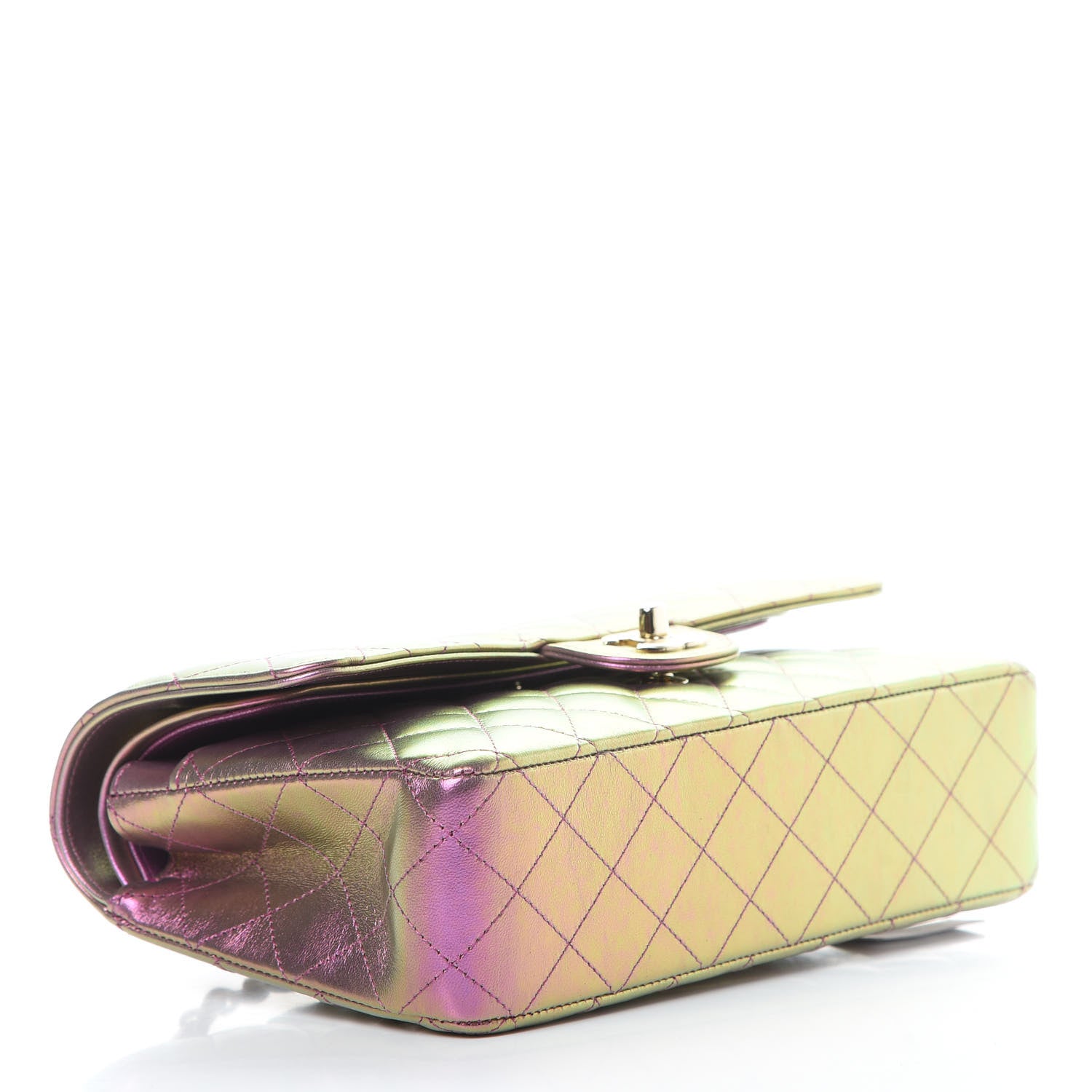 Chanel Iridescent Lambskin Quilted Medium Double Flap Purple 4 of 11