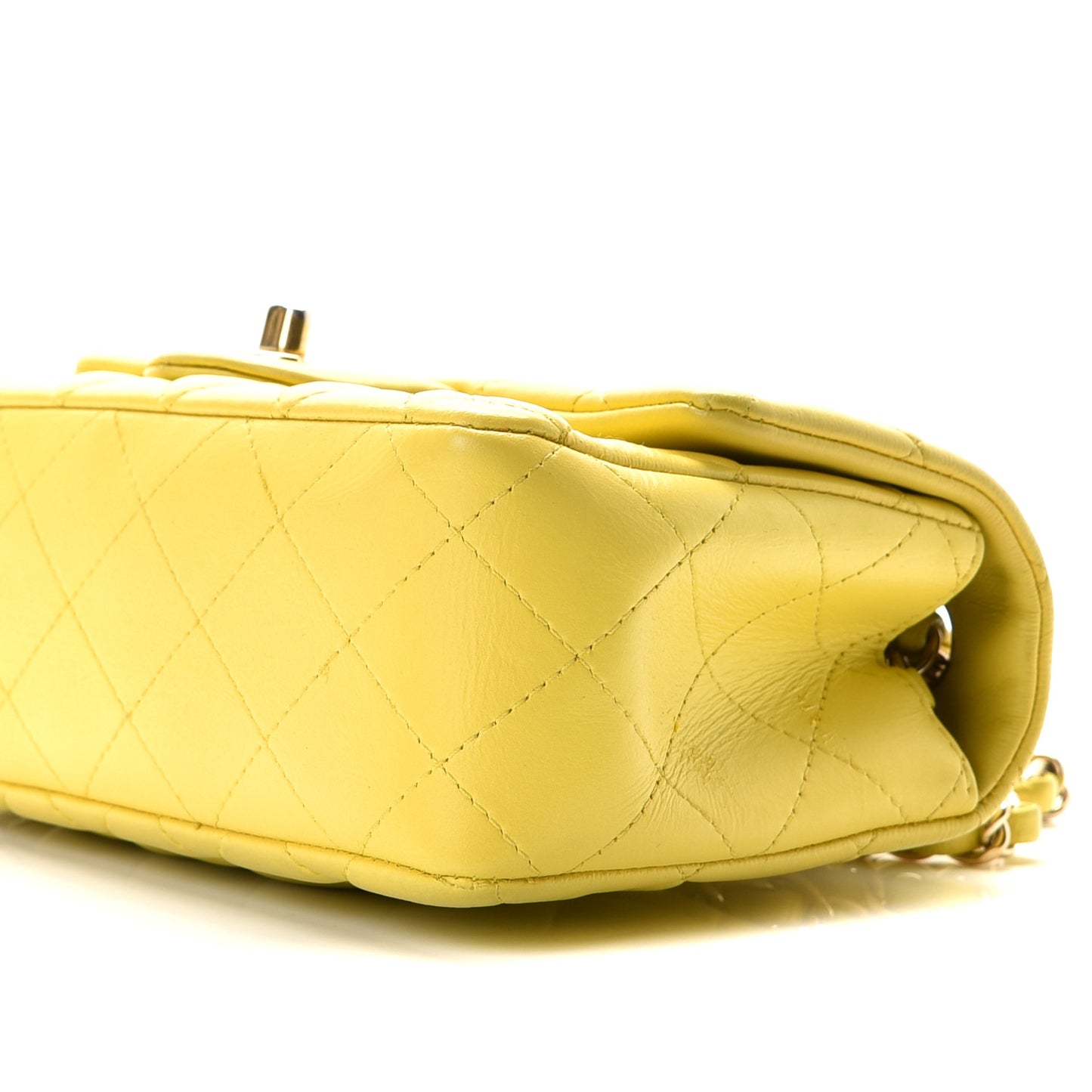 Lambskin Quilted Mini Rectangular Flap Light Yellow