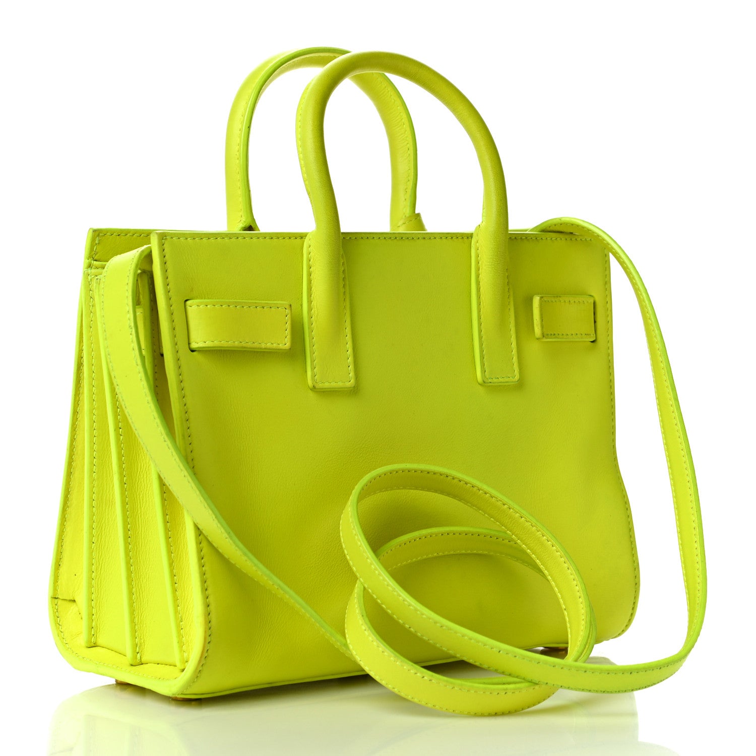 Saint Laurent Calfskin Nano Sac De Jour Neon Yellow 3 of 14