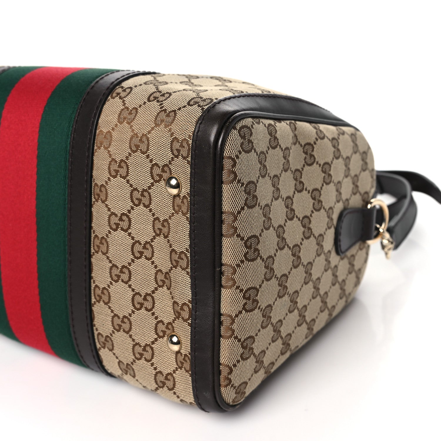 Gucci Monogram Vintage Web Medium Boston Dark Brown 10 of 11