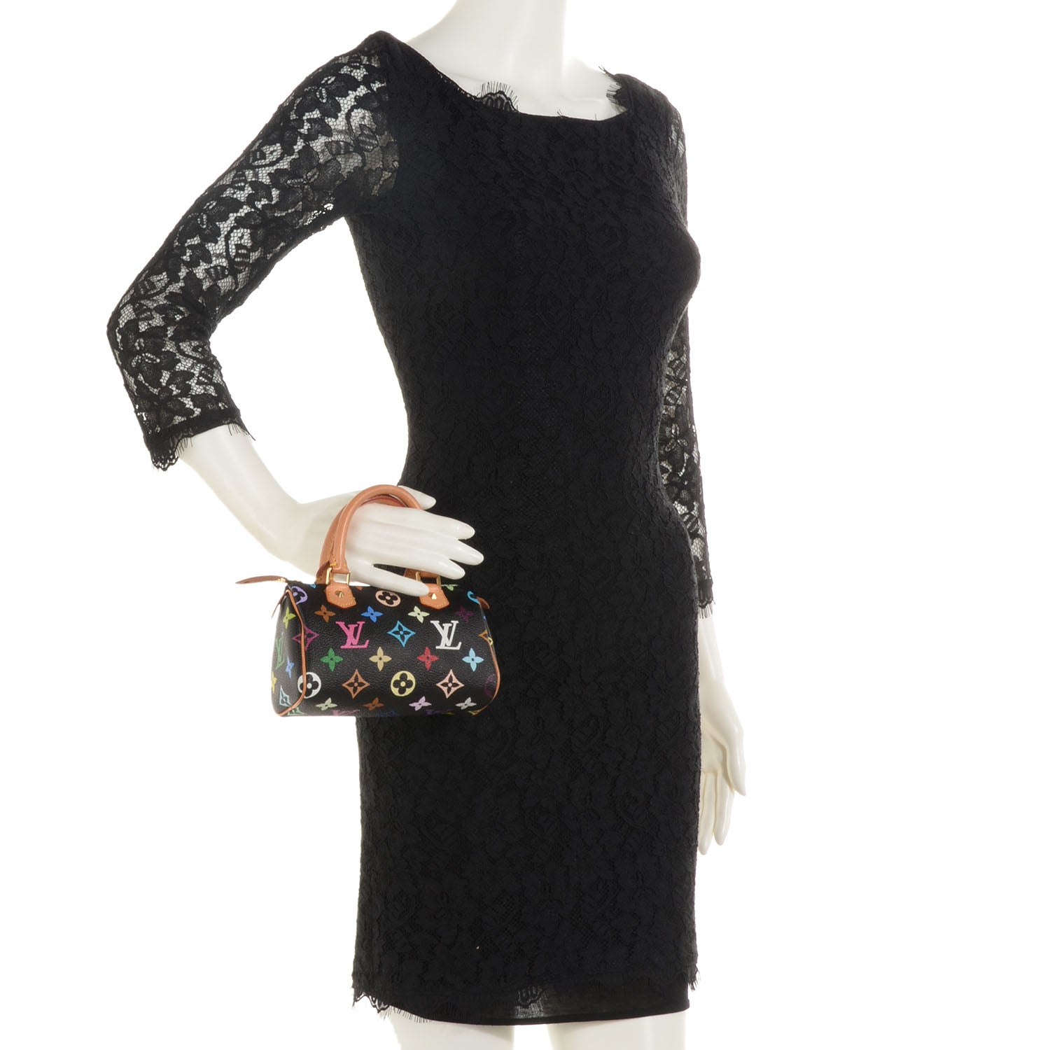 Louis Vuitton Monogram Multicolor Mini Sac HL Speedy Black 2 of 7