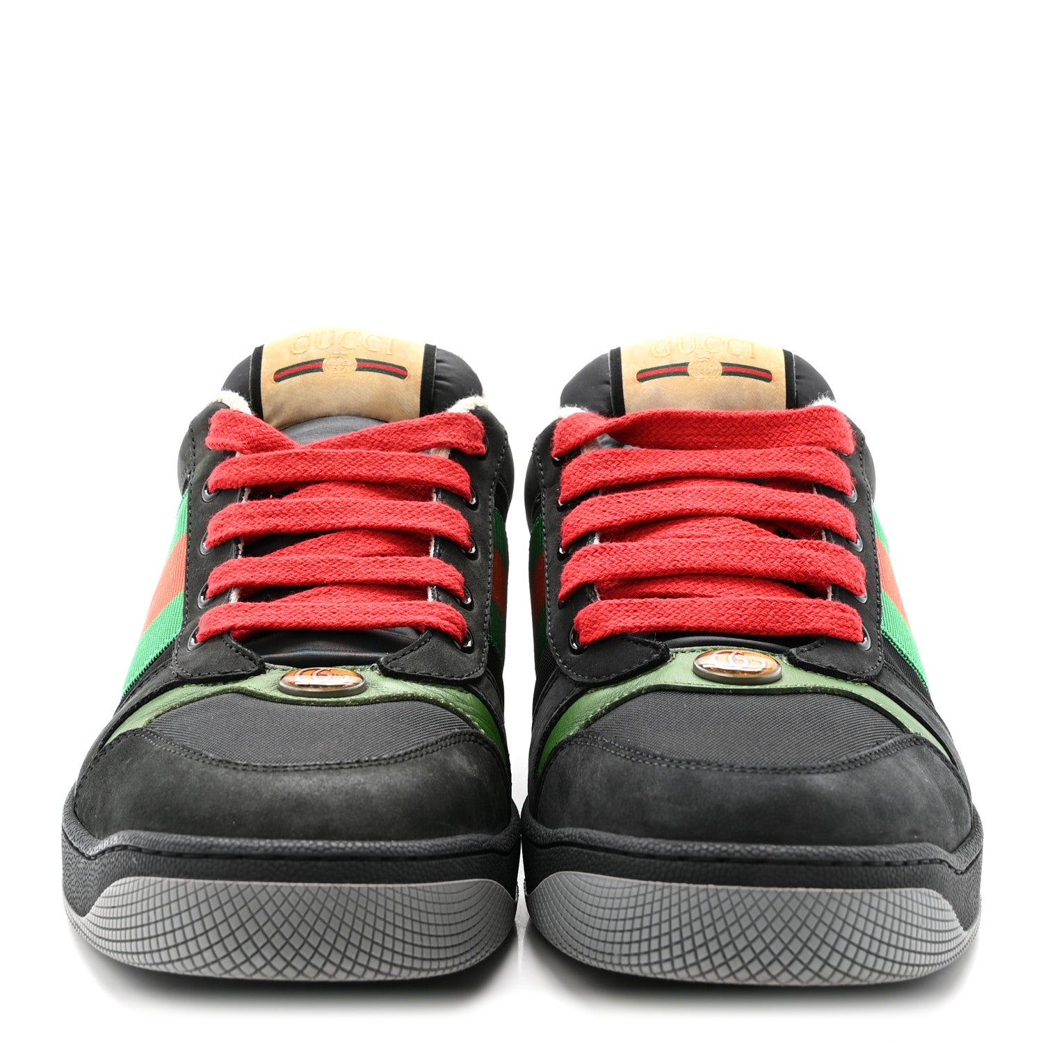 Gucci Calfskin Nylon GG Monogram Calfskin Web Mens Screener Sneakers 8 Black 3 of 8