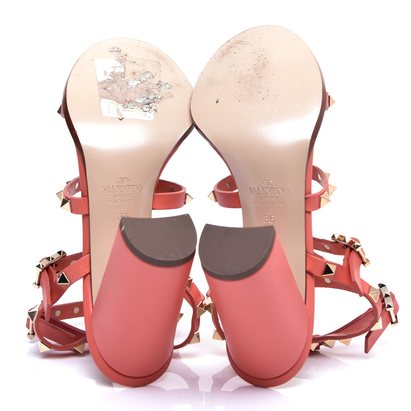 Calfskin Rockstud 90mm City Sandals 36 Orange