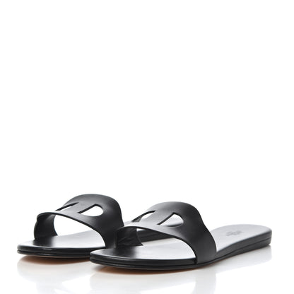 Hermes Calfskin Lisboa Sandals 37 Black 3 of 13