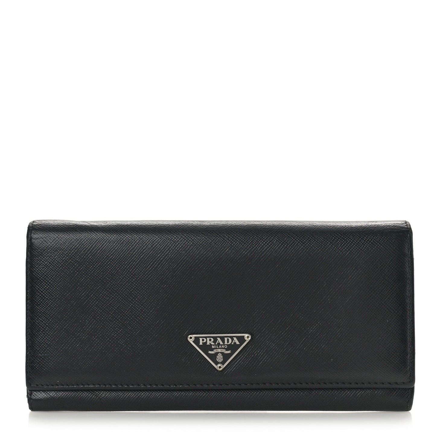 Saffiano Triangle Continental Flap Wallet Black