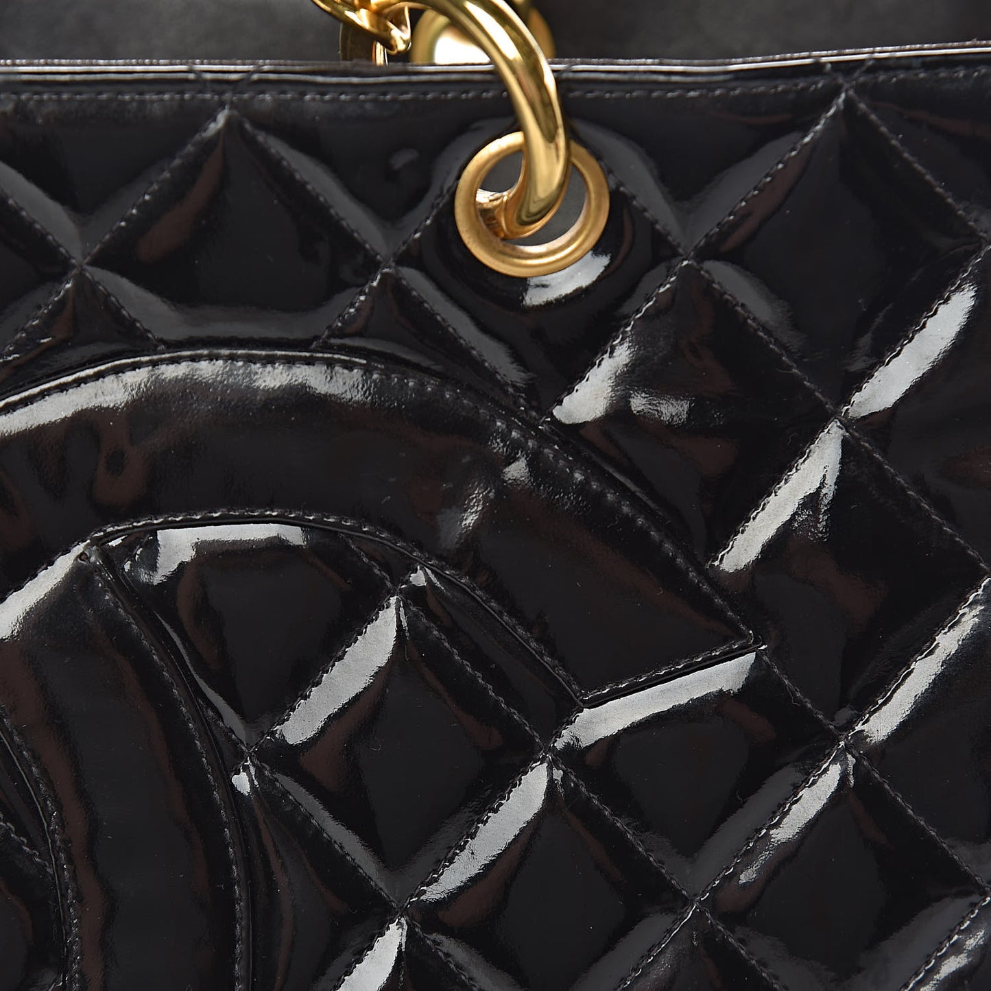 Patent Quilted Grand Shopping Tote GST Black