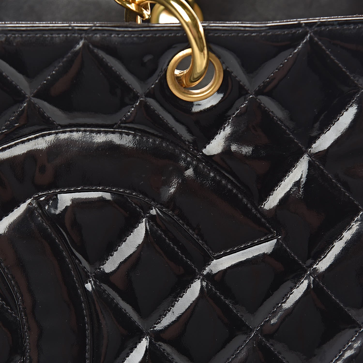 Chanel Patent Quilted Grand Shopping Tote GST Black 12 of 25