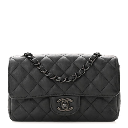 Chanel Crumpled Calfskin Quilted Mini Rectangular Flap So Black 1 of 11