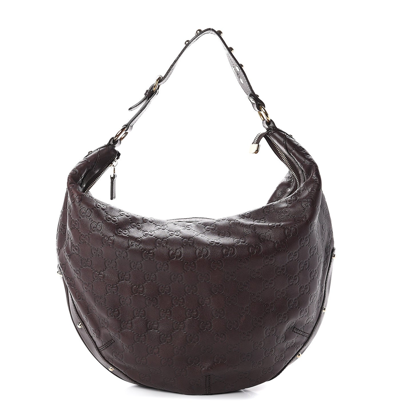Guccissima Large Biba Hobo Dark Brown