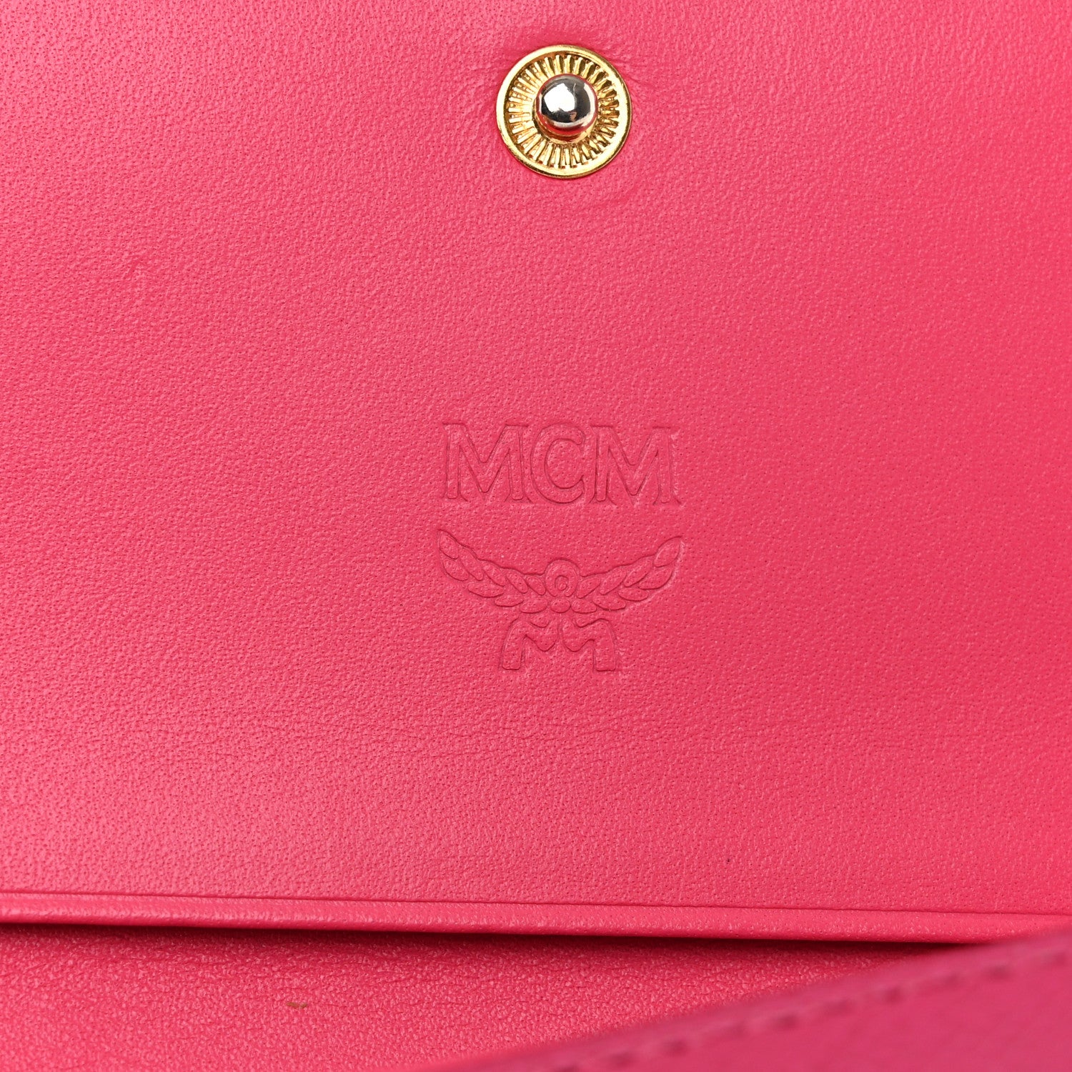 MCM Visetos Studded Compact Wallet Pink 6 of 9