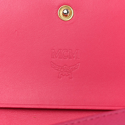 MCM Visetos Studded Compact Wallet Pink 6 of 9