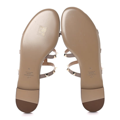 Valentino Garavani Nappa Rockstud Caged Flat Slide Sandals 40 Poudre 5 of 9