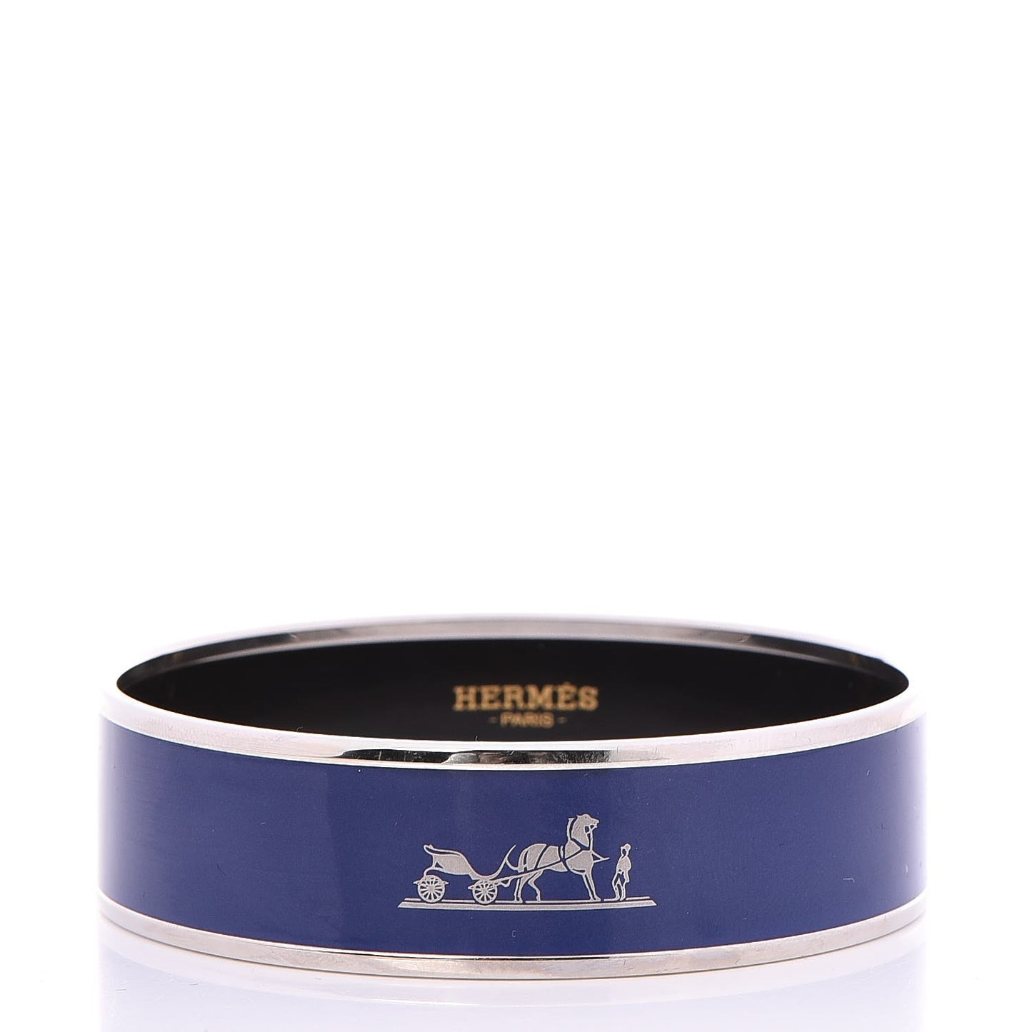 Enamel Printed Wide Caleche Bracelet 62 Bleu
