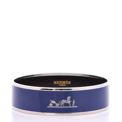 Hermes Enamel Printed Wide Caleche Bracelet 62 Bleu 3 of 6