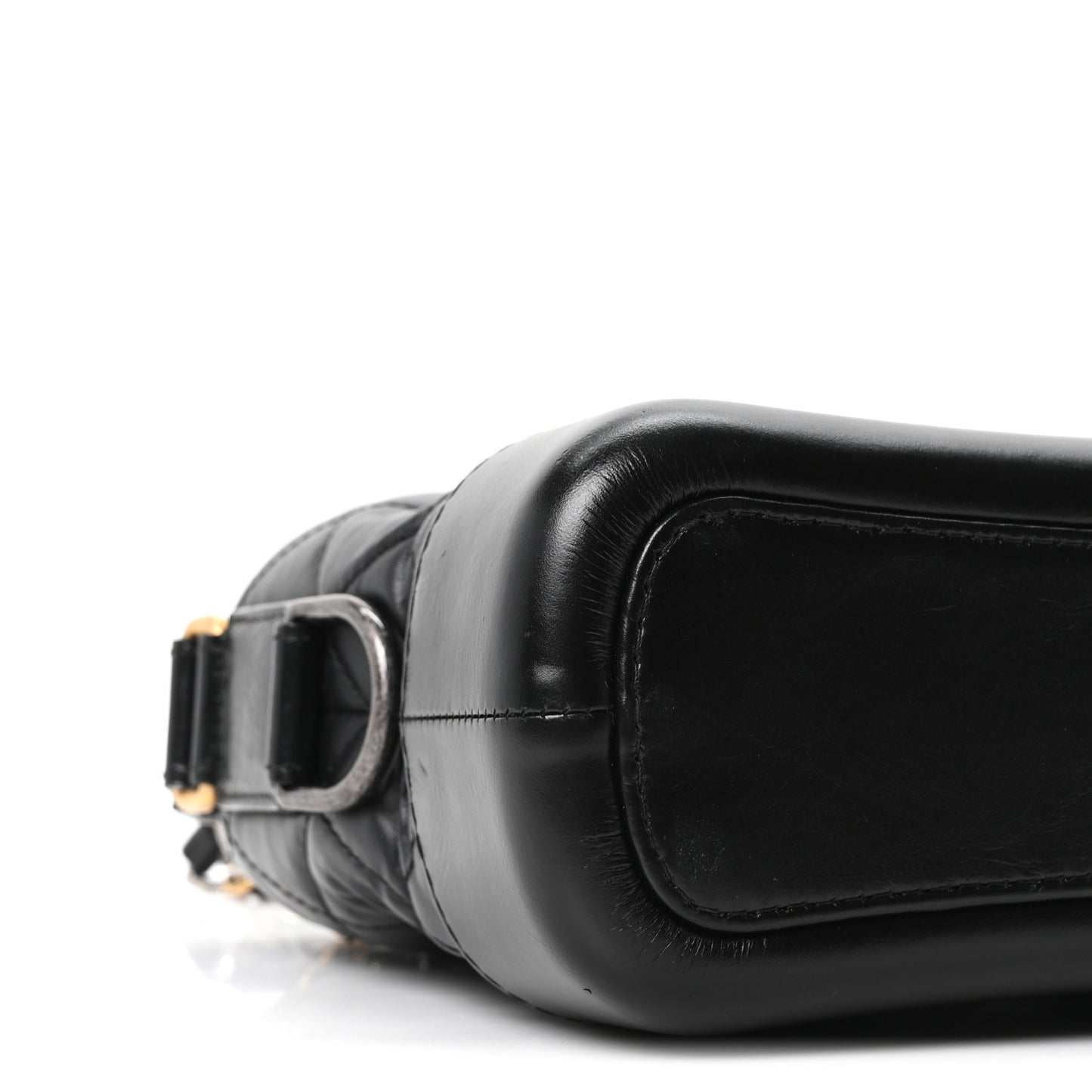 Aged Calfskin Quilted Small Gabrielle Hobo Black