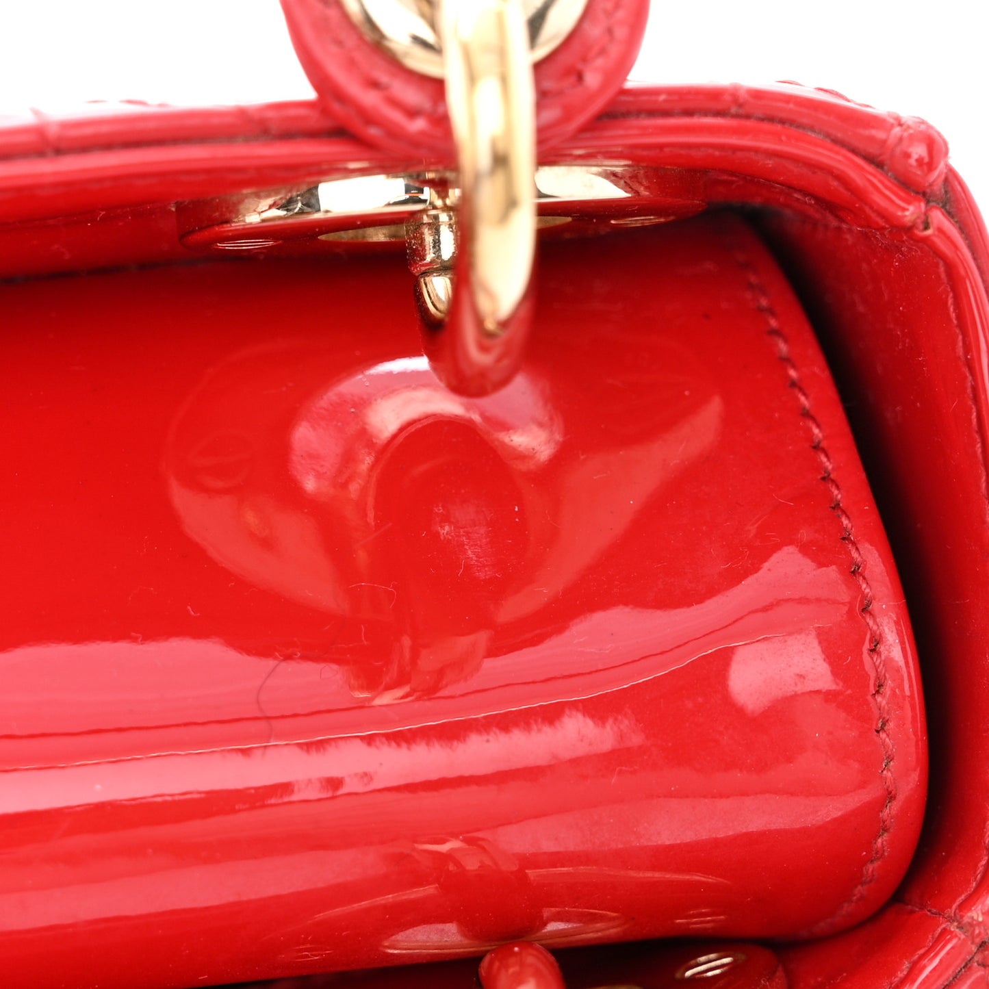 Patent Cannage Mini Lady Dior Red