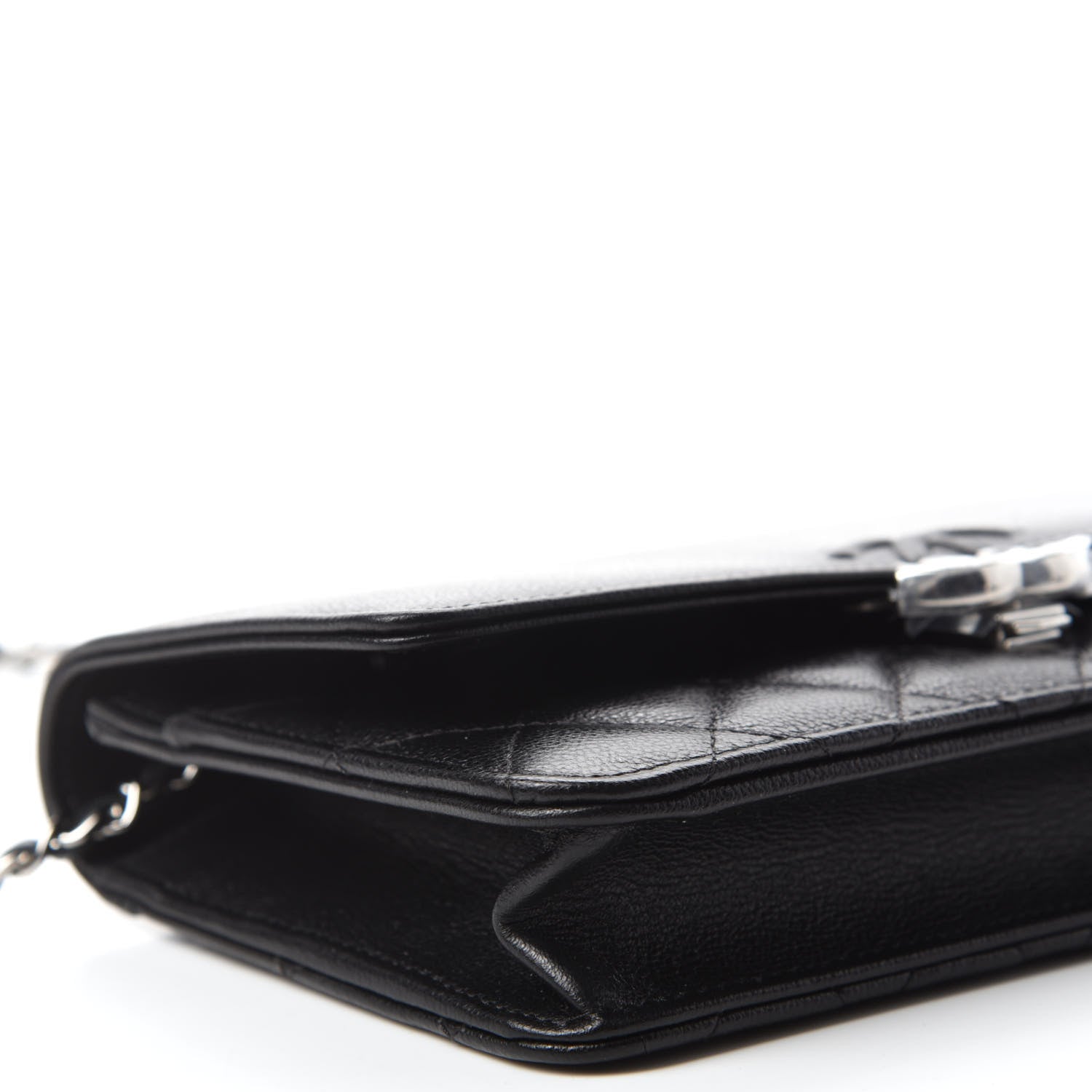 Chanel Grained Calfskin Quilted CC Box Wallet On Chain WOC Black 6 of 12