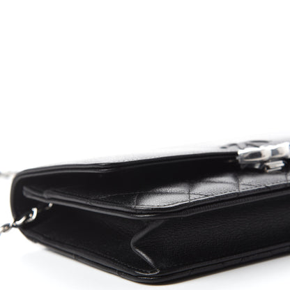 Chanel Grained Calfskin Quilted CC Box Wallet On Chain WOC Black 6 of 12