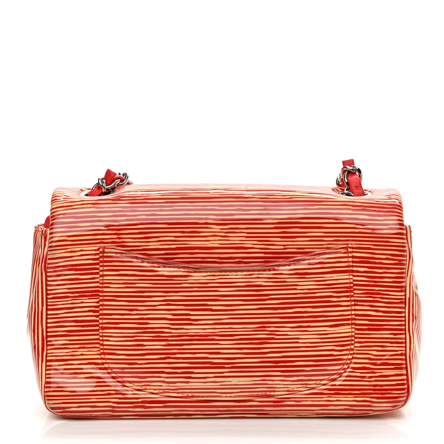 Chanel Patent Calfskin Striped Mini Rectangular Flap Red 10 of 10