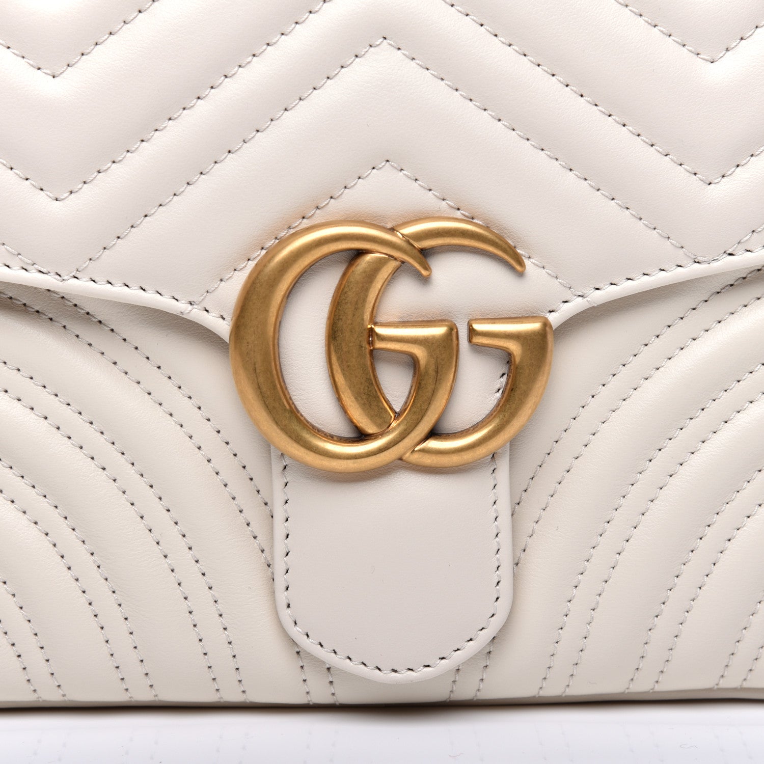 Gucci Calfskin Matelasse Sylvie Web Small GG Marmont Top Handle Shoulder Bag White 11 of 11