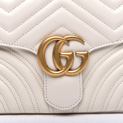 Gucci Calfskin Matelasse Sylvie Web Small GG Marmont Top Handle Shoulder Bag White 11 of 11