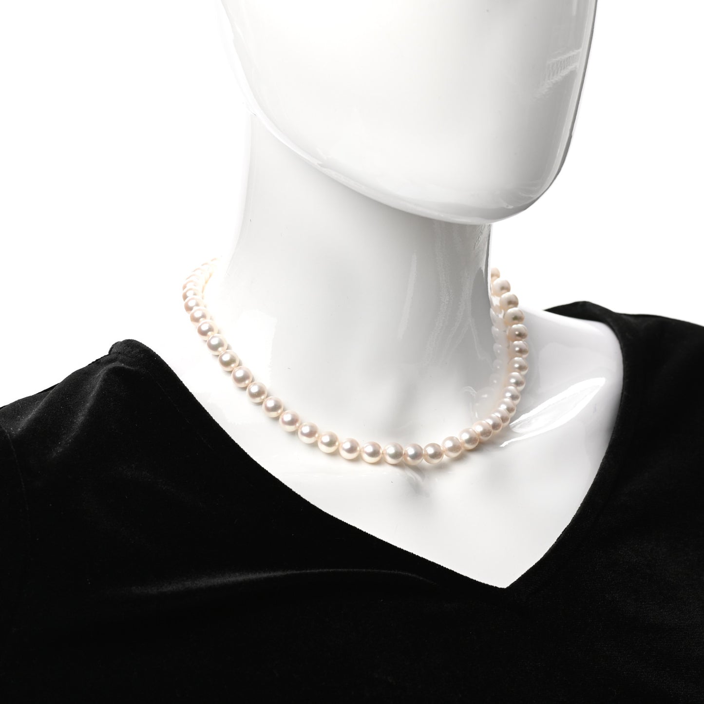 18K Yellow Gold Akoya Cultured Pearl 7.5-8mm Strand Necklace