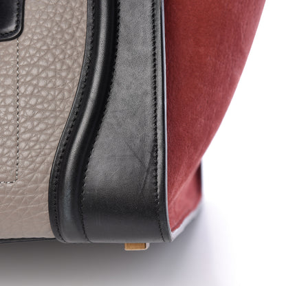 Celine Bullhide Calfskin Suede Mini Tri-Color Luggage Dark Ruby 19 of 20