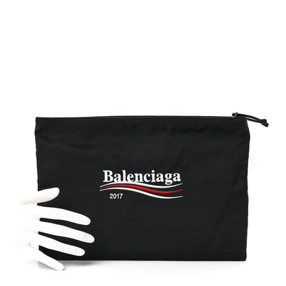 Balenciaga Nylon Political Campaign Logo Embroidered Documents Case Black 2 of 11