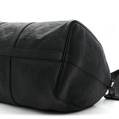 Louis Vuitton Calfskin Shadow Monogram Keepall Bandouliere 50 Black 8 of 8