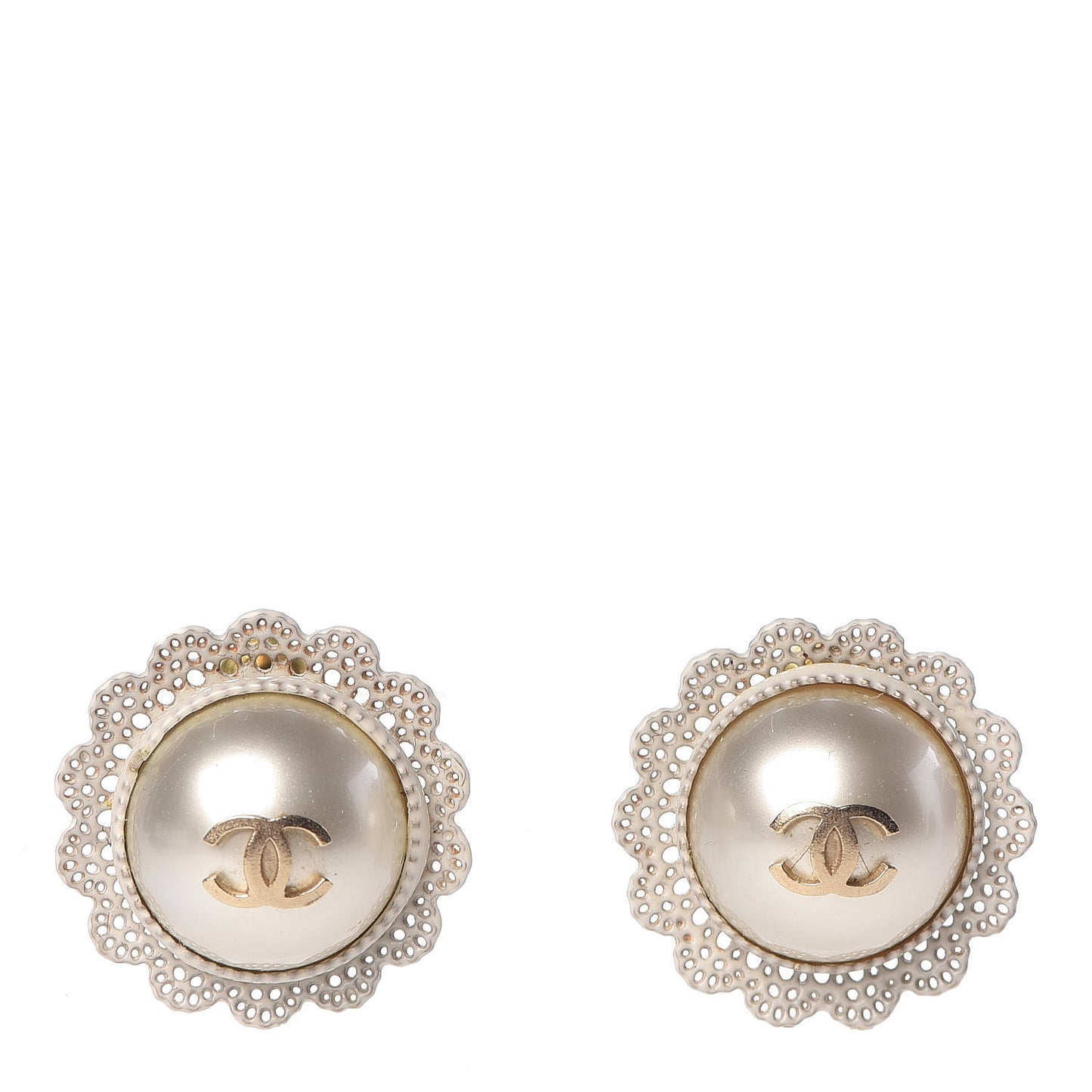 Pearl CC Lace Earrings Gold
