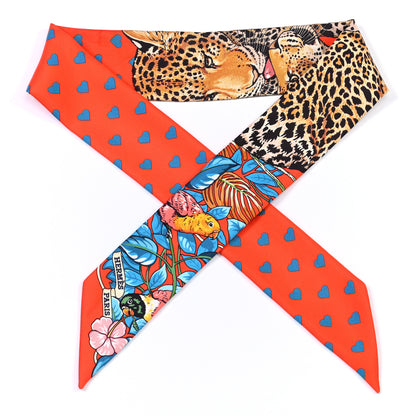 Hermes Silk Jungle Love Love Twilly Orange Bleu Brun 1 of 4