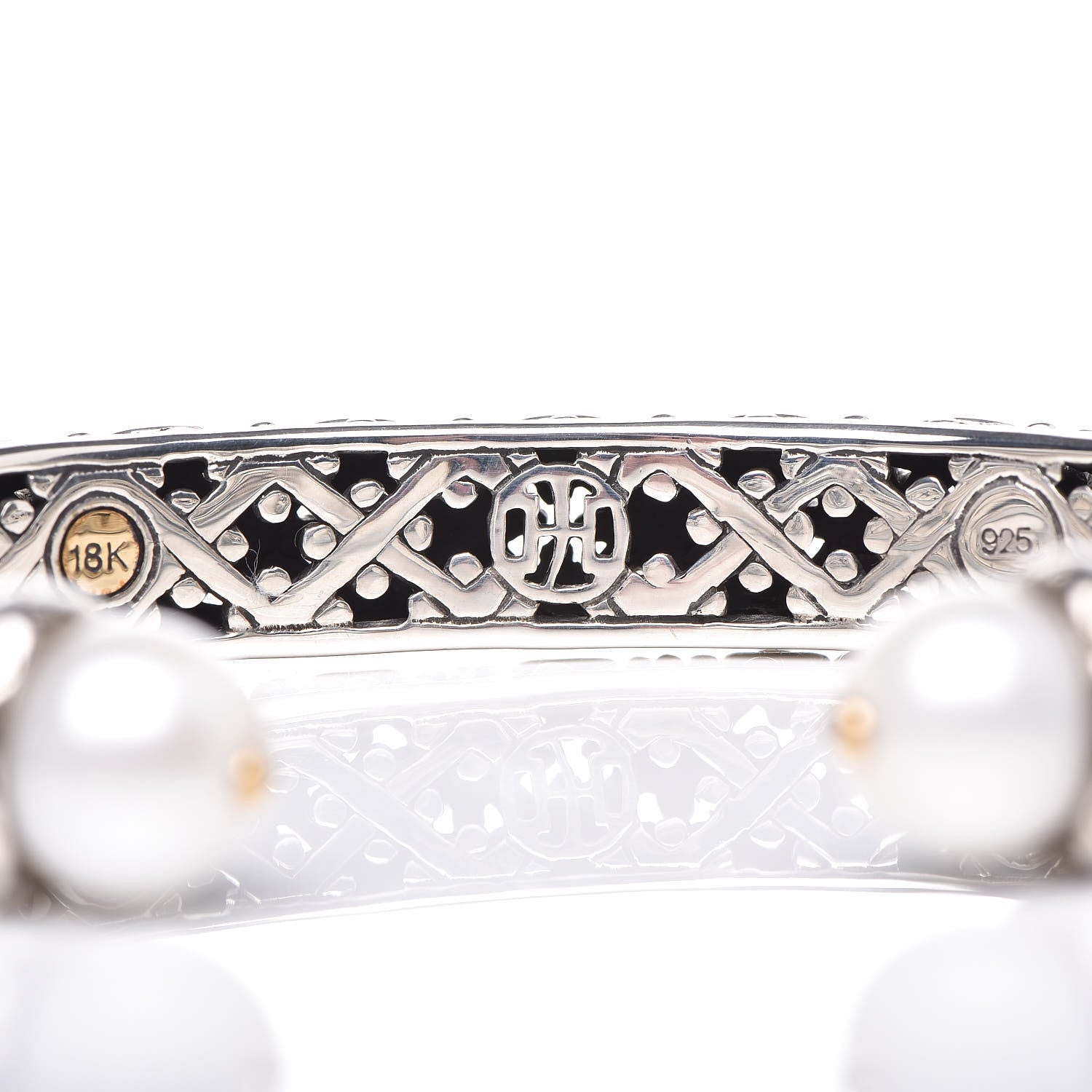 John Hardy Sterling Silver 18K Yellow Gold Pearl Jaisalmer Cuff Bracelet 7 of 7