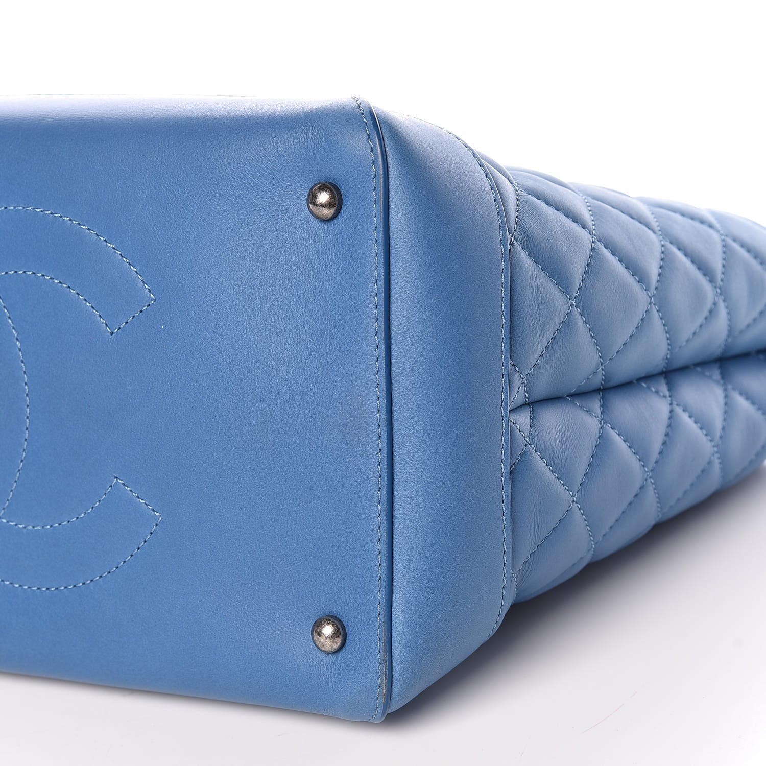 Chanel Calfskin Quilted Small Easy Shopping Tote Blue 6 of 11