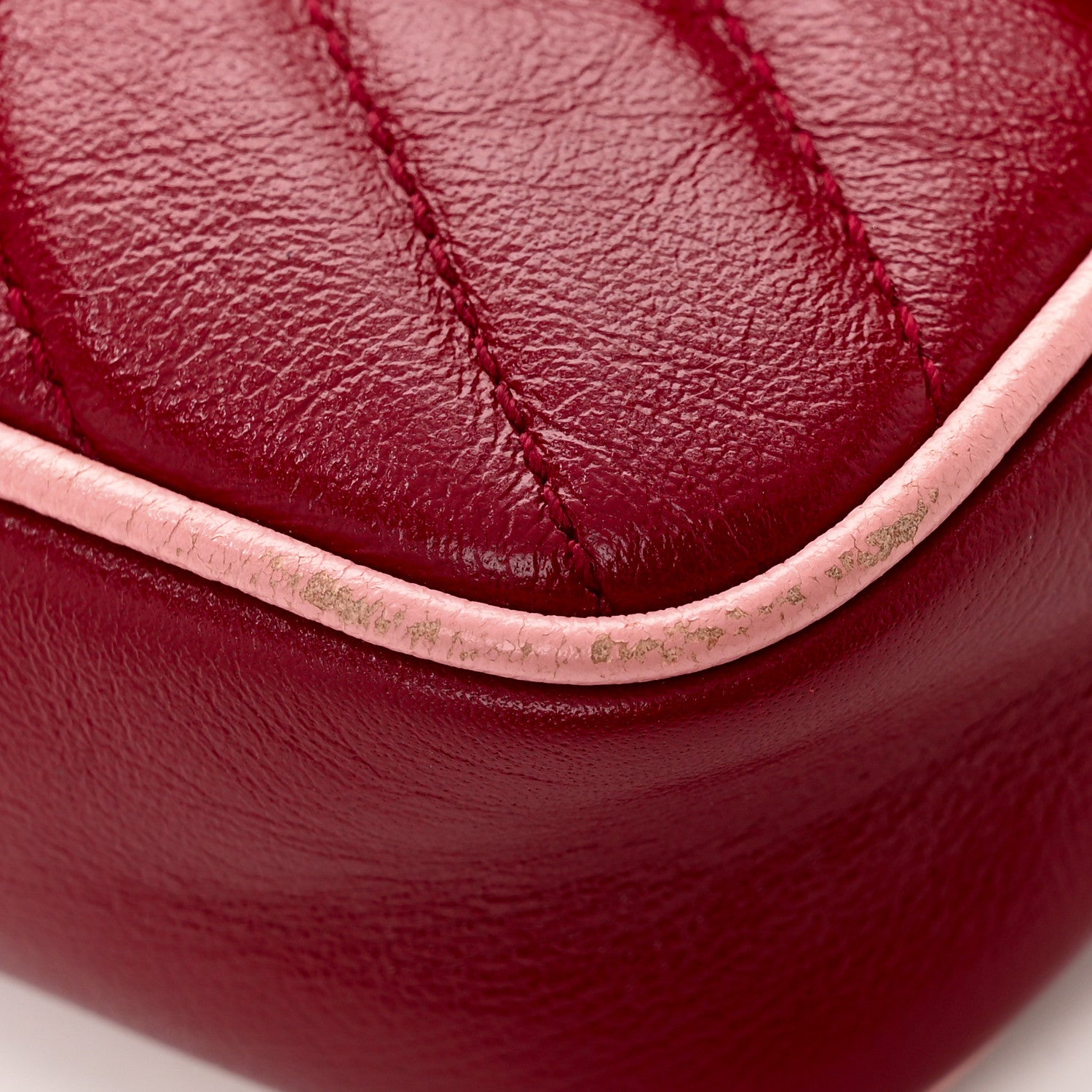 Gucci Azalea Calfskin Enamel Matelasse Diagonal Super Mini Torchon GG Marmont Shoulder Bag New Cherry Red Wild Rose 11 of 12