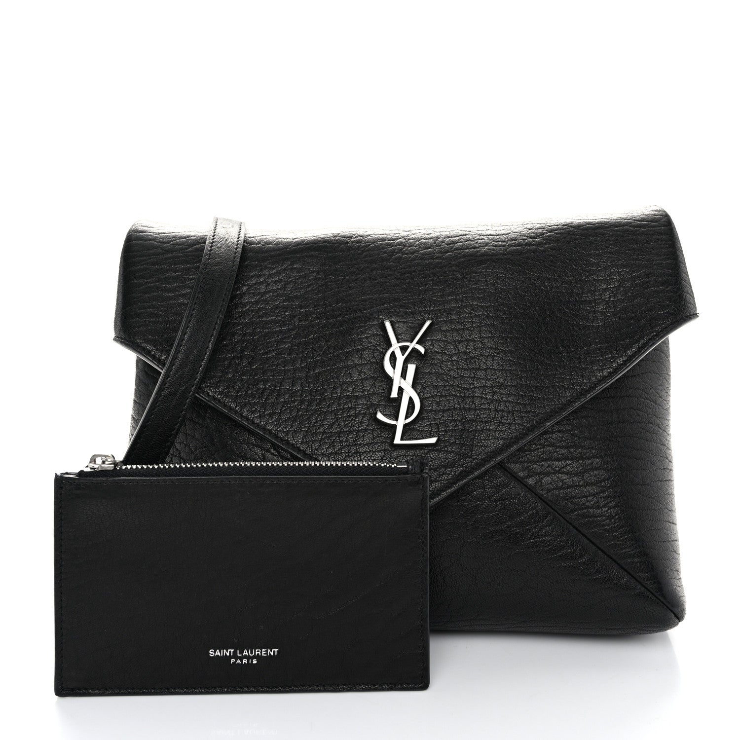 Saint Laurent Lambskin Cassandre Envelope Messenger Black 3 of 12